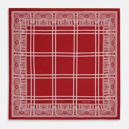 Red Paisley Bandana Patterned Silk Pocket Square Image 8