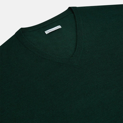 Petrol Green Merino V-Neck Jumper