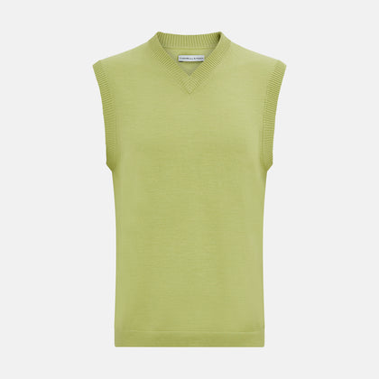 Melon Green Fine Merino V-Neck Vest