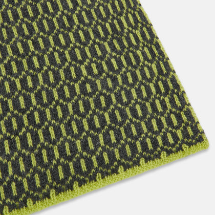 Graphite and Chartreuse Lemon Hexagon Cashmere Knitted Scarf