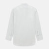 View 3 of product The Petrol Hairline Stripe Mayfair Shirt by Turnbull & Asser is a long-sleeved, button-up Italian cotton shirt with a subtle blue pinstripe, classic T&A collar, and buttoned cuffs, shown flat on a white background.