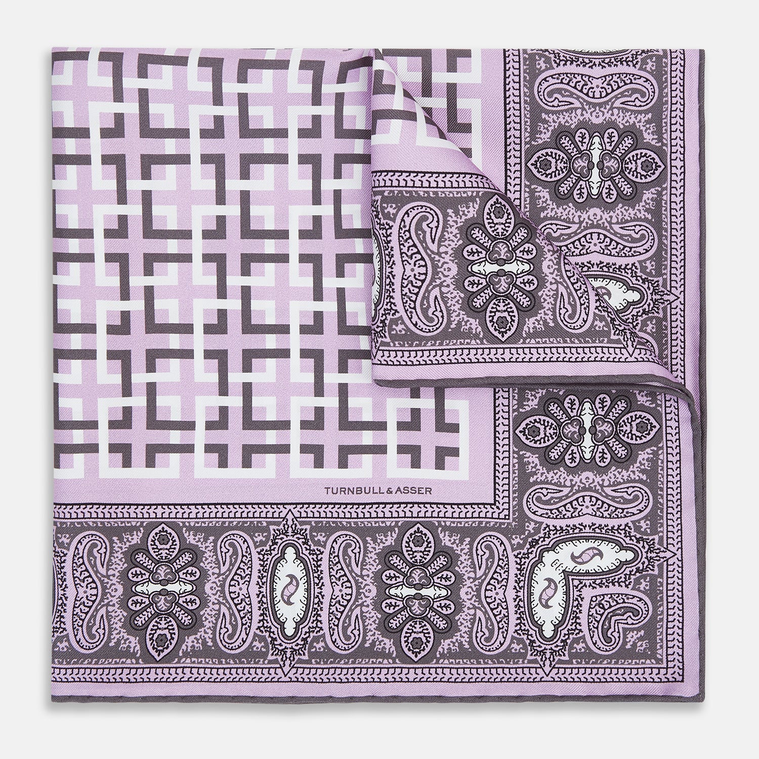 Image 5 of product Lilac Square-Patterned and Paisley Patterned Silk Pocket Square