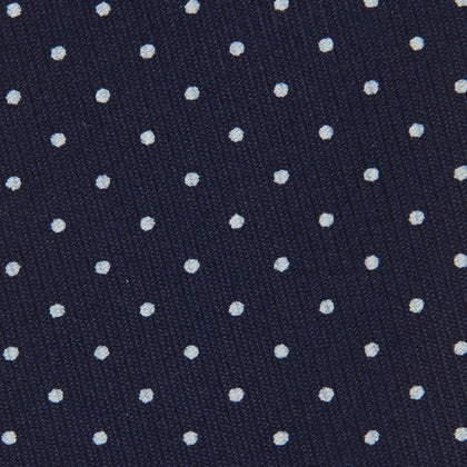 White and Navy Spot Printed Silk Tie Image 2