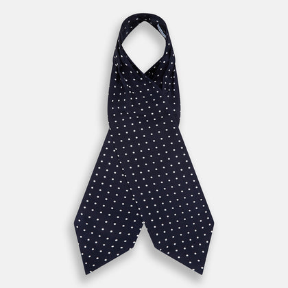 White Dot and Navy Silk Cravat
