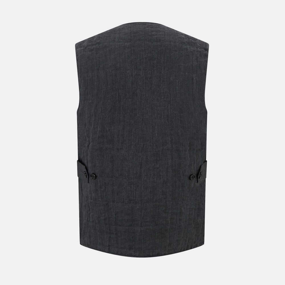 Ash Quilted Linen Herringbone Waistcoat