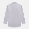 View 3 of product The Turnbull & Asser Purple Micro Check Mayfair Shirt features long sleeves, button-up front, pointed collar, and buttoned cuffs in a subtle lilac and white check, exemplifying British craftsmanship and displayed on a white background.