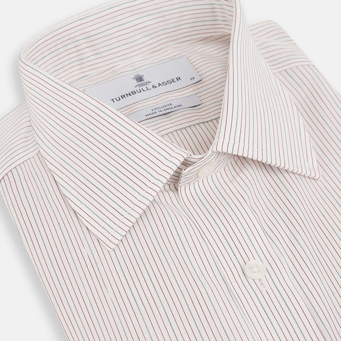 Burgundy Multi Hairline Stripe Mayfair Shirt Image 1