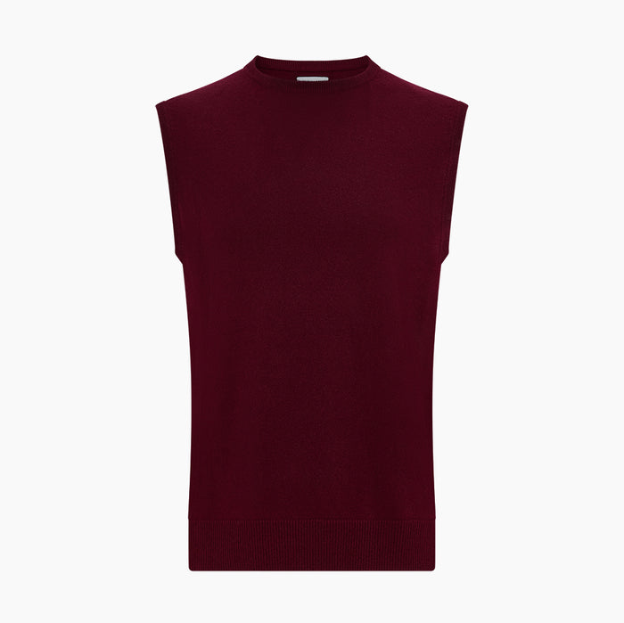 Burgundy Cashmere Round Neck Vest Image 3
