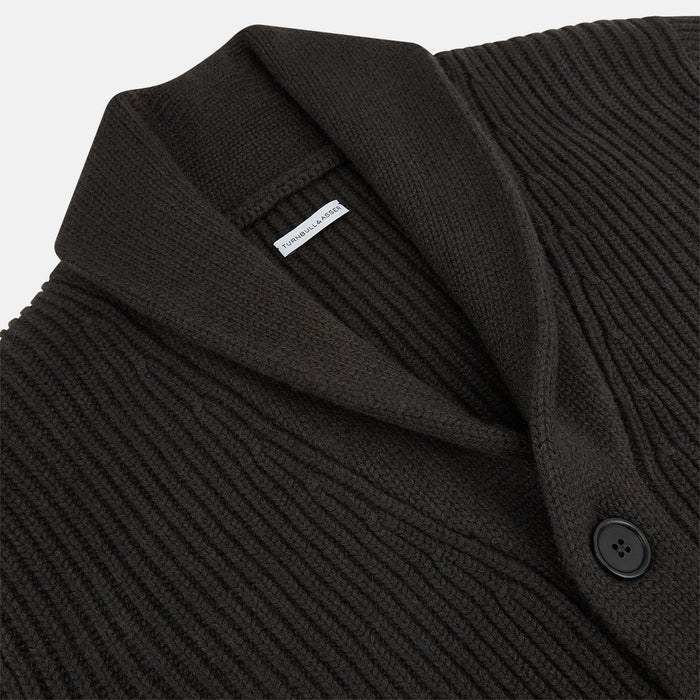 Dark Brown Cashmere Shawl Collar Cardigan Image 1