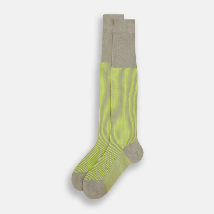 Lime/grey Thin Striped Long Socks Image 1