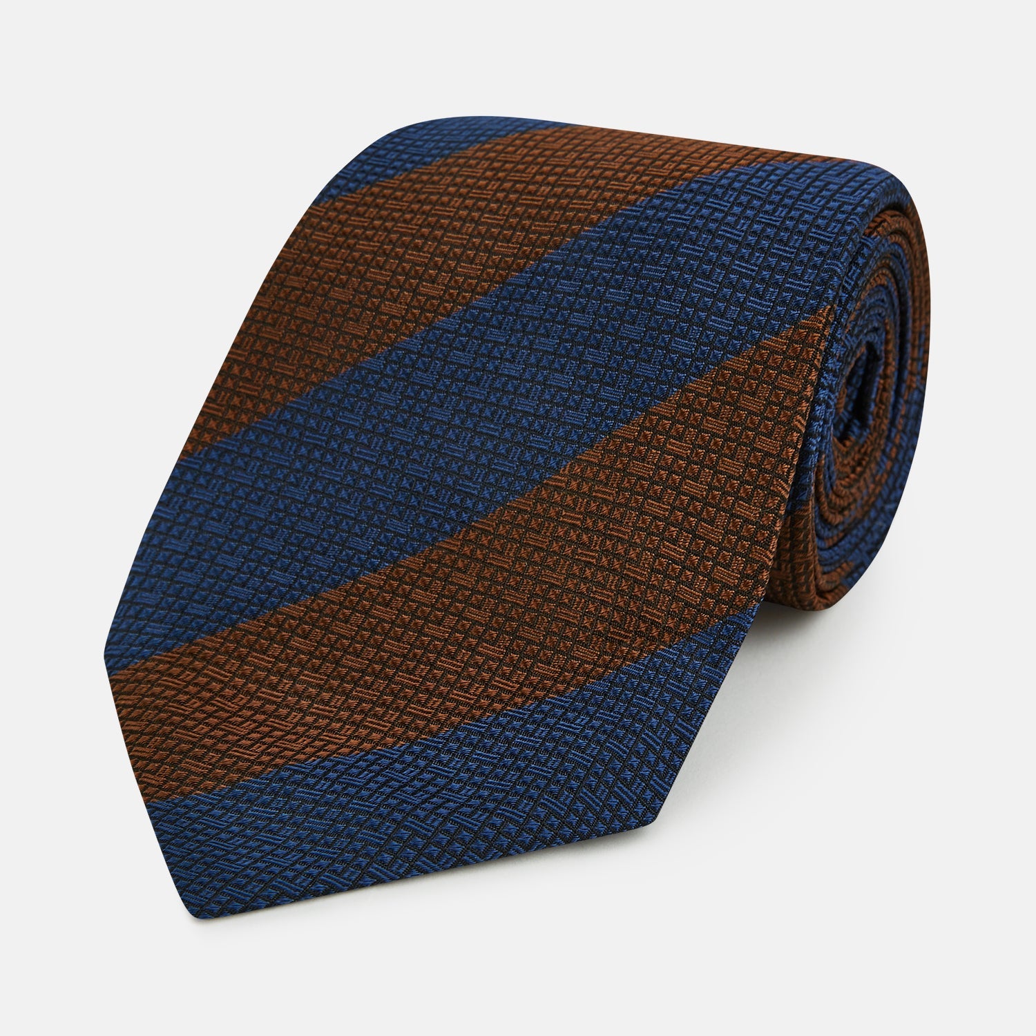 Brown and Navy Block Stripe Silk Tie – Turnbull & Asser UK