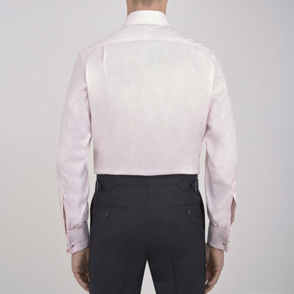 Pink Herringbone Superfine Cotton Shirt with T&A Collar and Double Cuffs Image 2