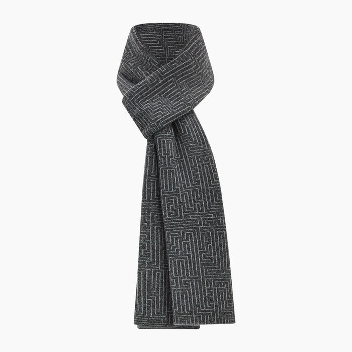 Grey Fretwork Cashmere Knitted Scarf Image 3