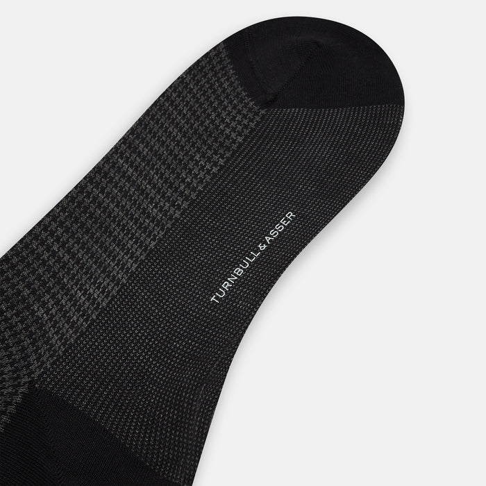 Charcoal Melange Houndstooth Mid-Length Socks Image 2