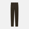 View 3 of product A pair of straight-leg Moss Green Winston Trousers by Turnbull & Asser in high-twist cotton with belt loops, button closure, and side pockets, displayed on a plain white background.