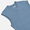 View 2 of product The Turnbull & Asser Pale Blue Fine Merino V-Neck Vest features a sleeveless design, knit texture, and classic V-neckline, shown against a plain white background.