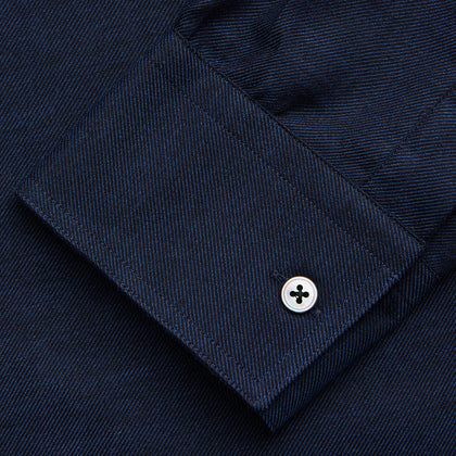 Navy Weekend Fit Nevis Cotton-Cashmere Shirt With Dorset Collar And 1-Button Cuffs Image 2