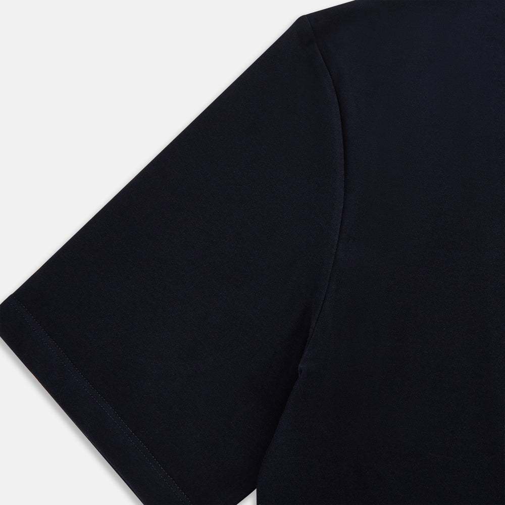 The Turnbull & Asser Navy Short-sleeve Fitted T-Shirt, featuring a simple crew neckline and no visible logos or designs, is shown from the front on a white background—ideal for smart casual looks.