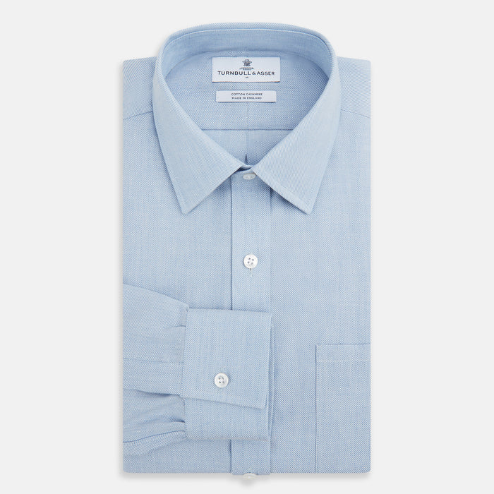 Pale Blue Cotton Cashmere Derby Collar Richmond Shirt Image 3