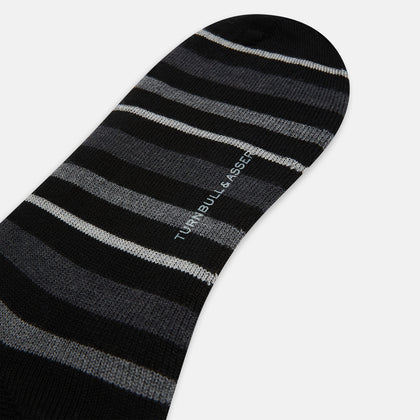 Chocolate Melange Striped Merino Wool Long Socks Image 2