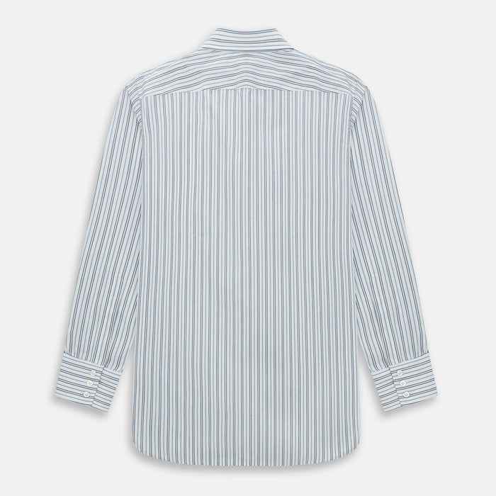 NAVY AND LIGHT BLUE MULTI TRACK STRIPE WESTMINSTER SHIRT Image 2