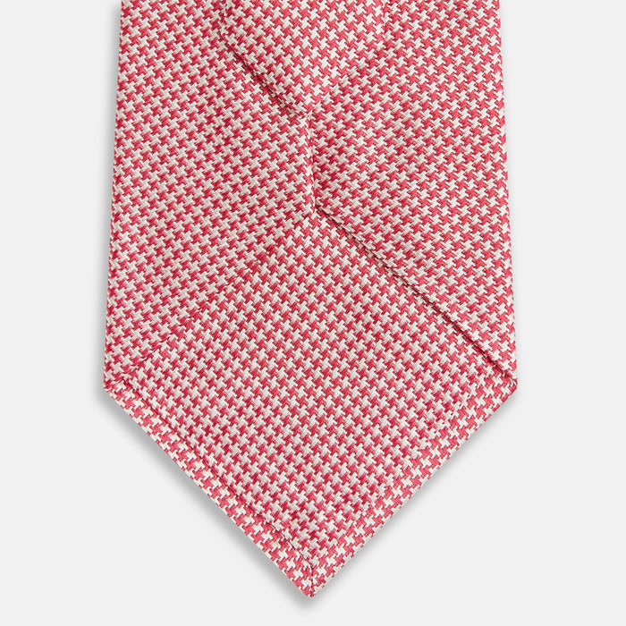 Pink and white Hounstooth Silk Tie Image 2
