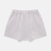 View 2 of product Red and black vertically striped Godfrey boxer shorts by Turnbull & Asser, crafted from soft Italian cotton with an elastic waistband, displayed flat on a white background.