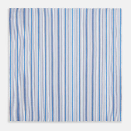 Hand Rolled Blue Multi Track Stripe Handkerchief Image 2