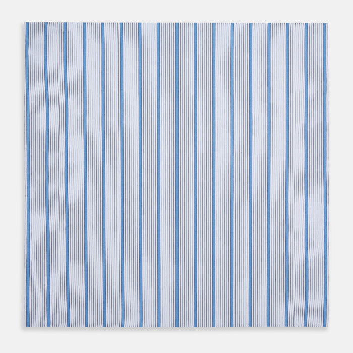 Hand Rolled Blue Multi Track Stripe Handkerchief Image 2