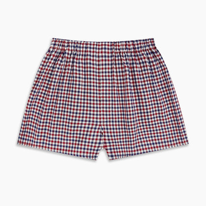Burgundy Gingham Check Godfrey Boxer Shorts Image 2