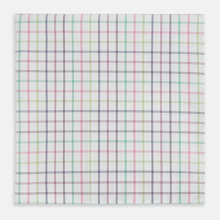 Green Multi Double Grid Check Hand-Rolled Handkerchief Image 2