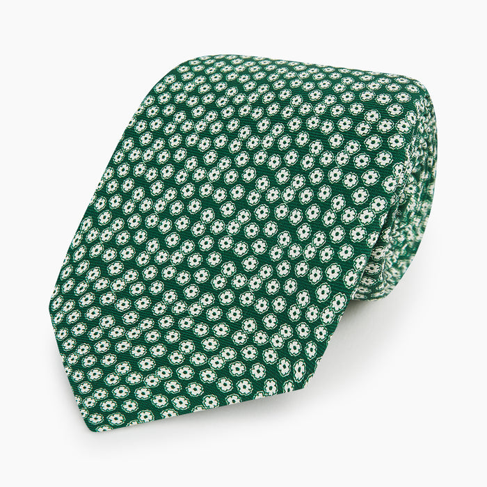 Forest Green Flower Patterned Silk Tie Image 4