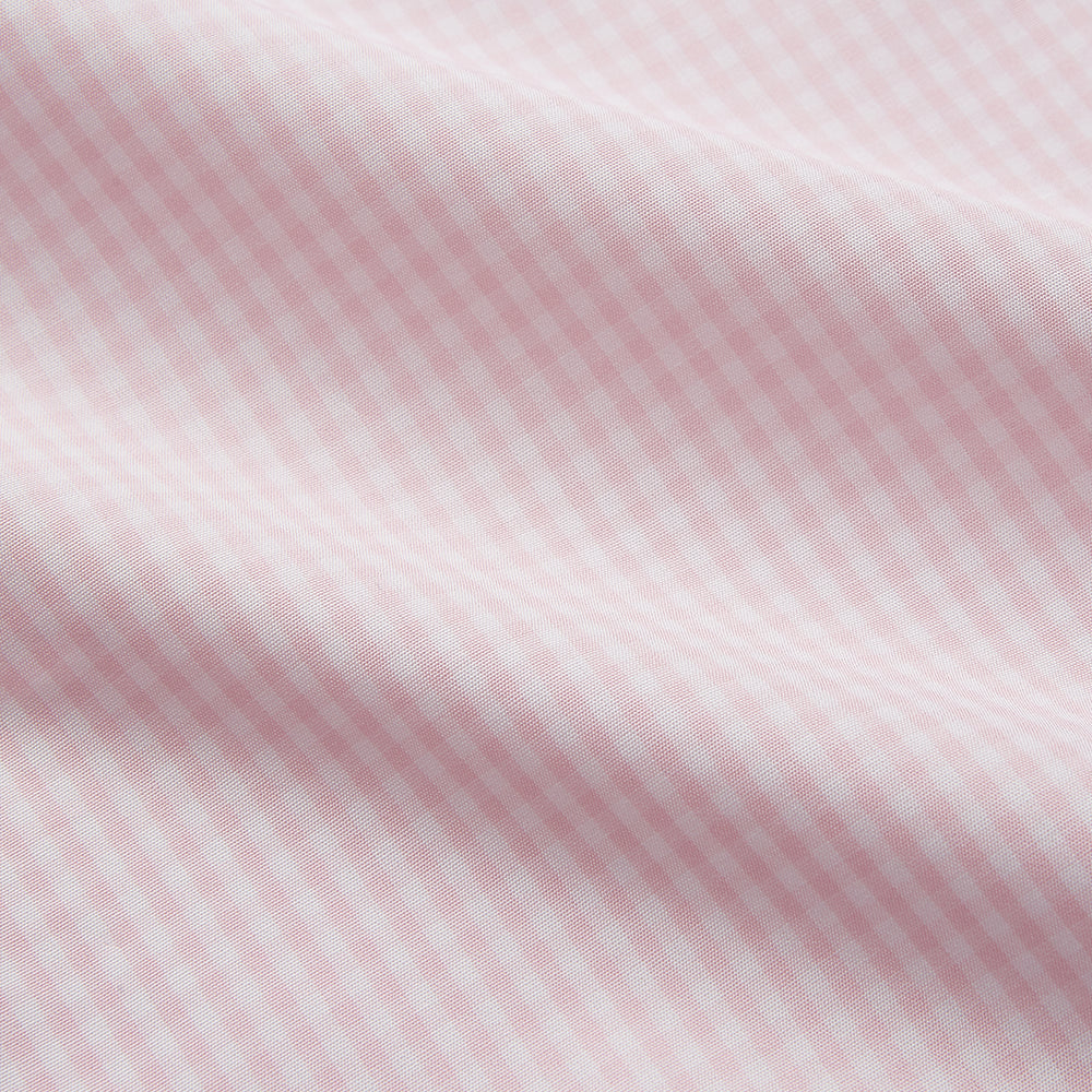 The Turnbull & Asser Pink Windowpane Check Shirt features long sleeves, a button-down front, pointed collar, and buttoned cuffs—an elegant addition to any formal shirt collection.