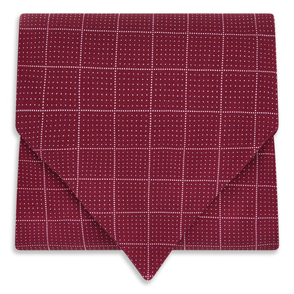 Burgundy Dotted Check Pattern Printed Silk Cravat Image 4