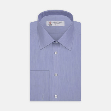 Blue Hairline Stripe Shirt with T&A Collar and Double Cuffs