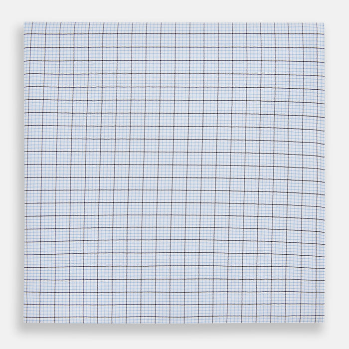Hand Rolled Blue Multi Graph Check Handkerchief