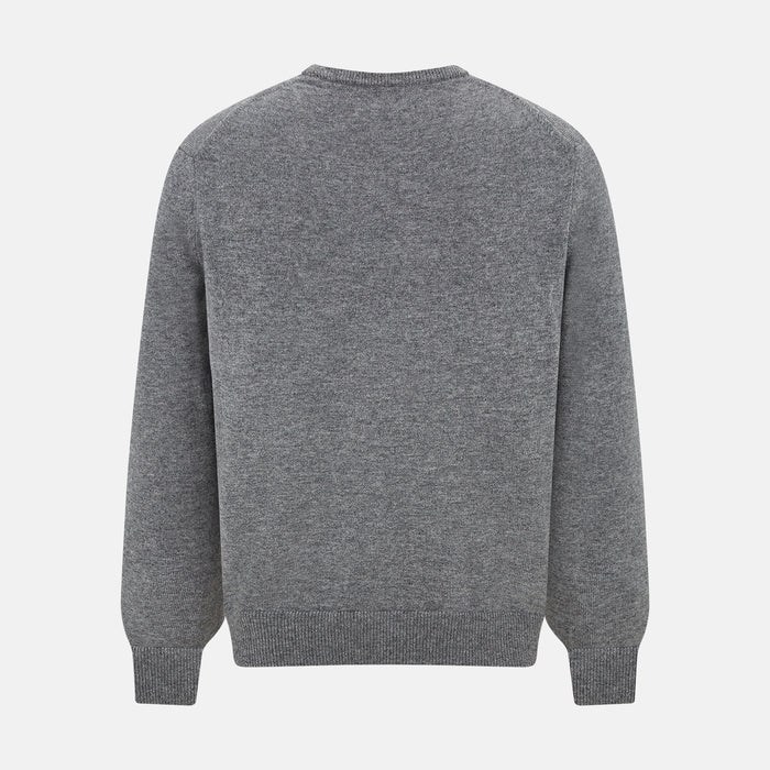 Grey Melange Cashmere V-neck Jumper Image 2