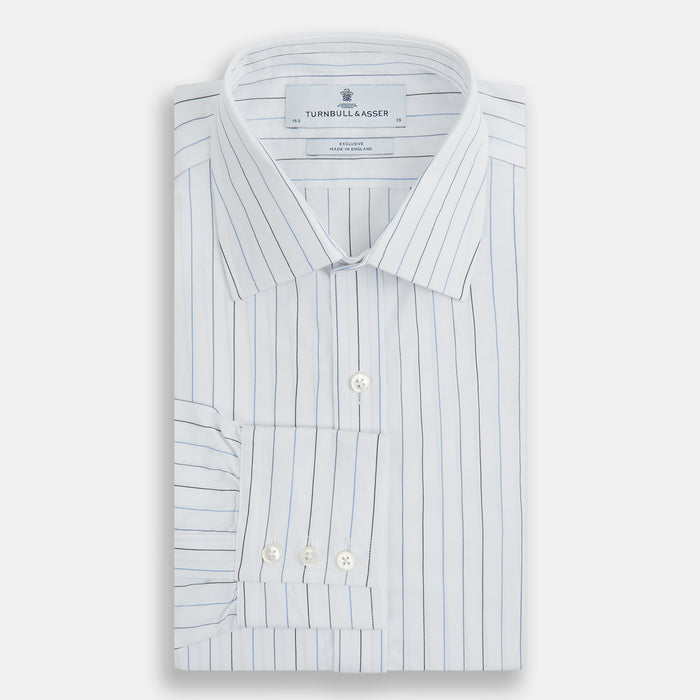 Blue Wide Pinstripe Mayfair Shirt Image 4