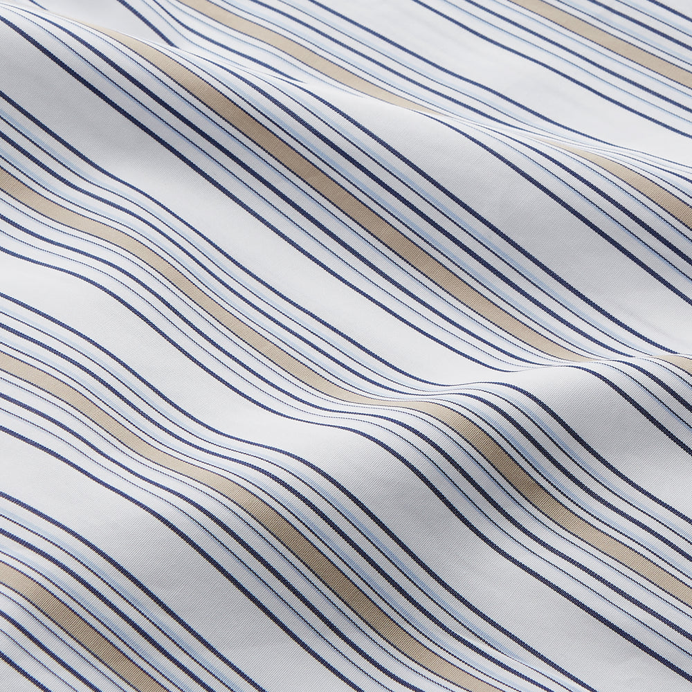 Sand Multi Stripe Regular Fit Shirt with T&A Collar & 3 Button Cuffs