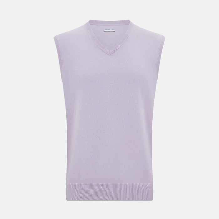 Lilac Cashmere V-Neck Vest