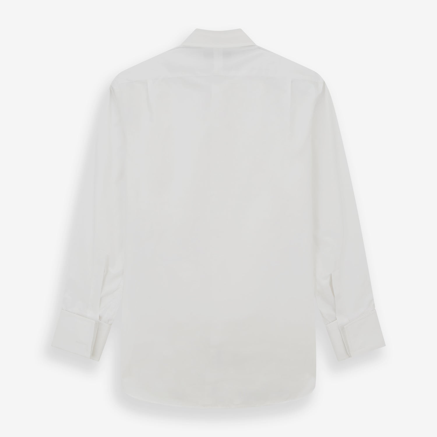 White Pleated Cotton Dress Shirt with T&A Collar and Double Cuffs