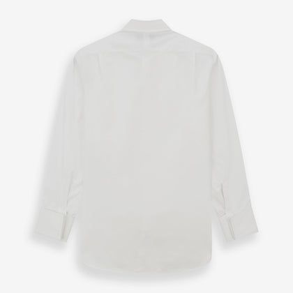 White Pleated Cotton Dress Shirt with T&A Collar and Double Cuffs Image 4