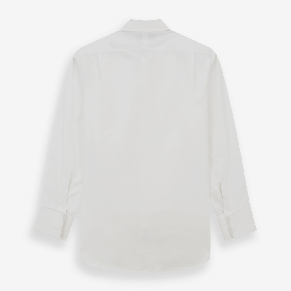 White Pleated Cotton Dress Shirt with T&A Collar and Double Cuffs