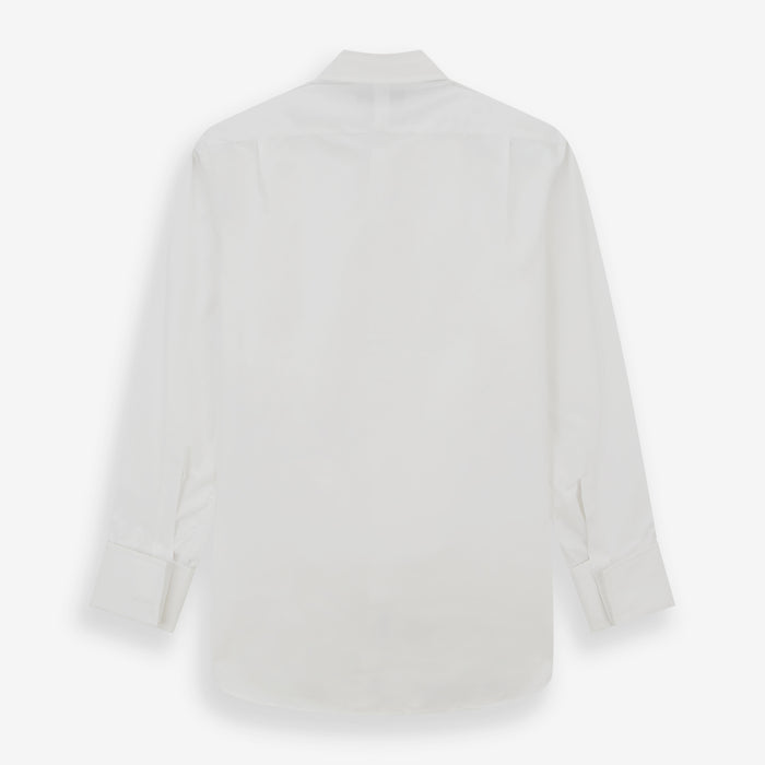 White Pleated Cotton Dress Shirt with T&A Collar and Double Cuffs Image 2
