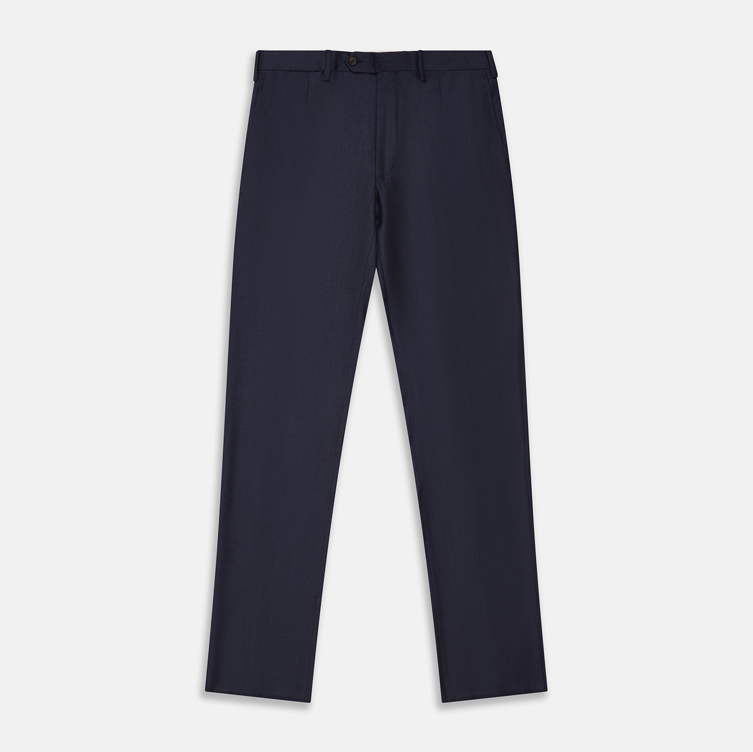 Navy Wool Blend Single Pleated Gerry Trousers