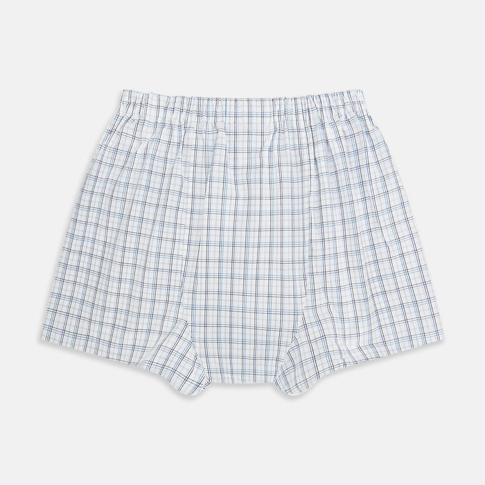 Blue Multi Graph Check Godfrey Boxer Shorts Image 1