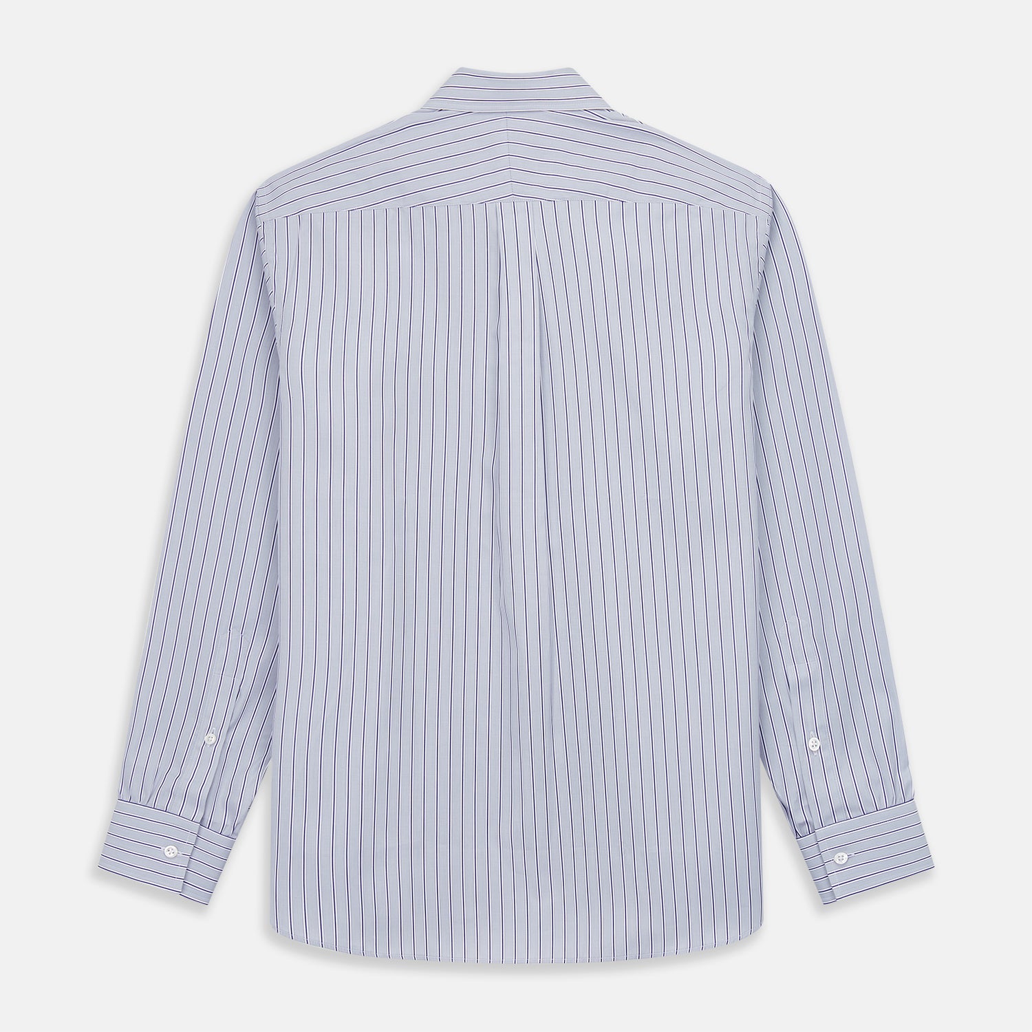 Image 5 of product Navy & Blue Stripe Weekend Fit Shirt with Derby Collar and Single Button Cuffs