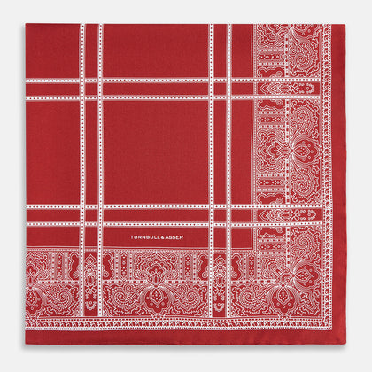 Red Paisley Bandana Patterned Silk Pocket Square Image 7