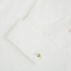 View 3 of product Turnbull & Asser Mother of Pearl Handlebar Cufflinks feature sleek cylindrical white bars, elegantly displayed against a plain white background.