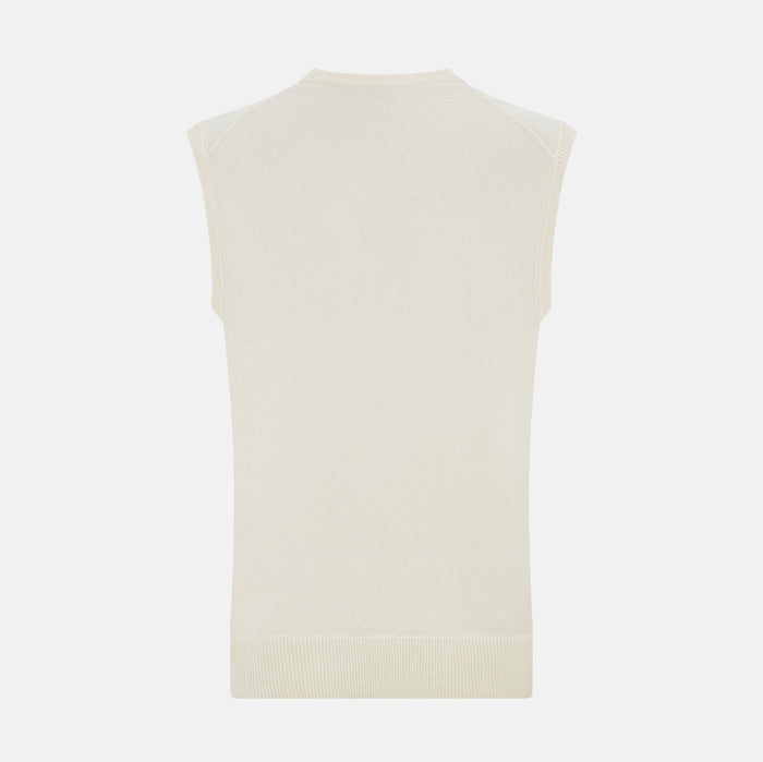 White Cashmere V-neck Vest Image 2